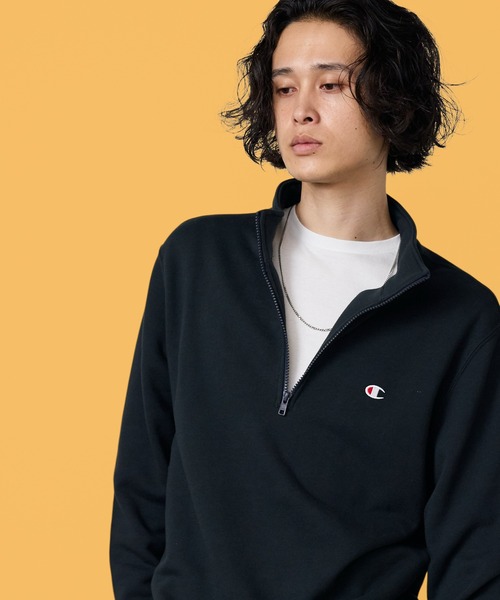 Champion(チャンピオン)の「Champion/チャンピオン HALF ZIP SWEATSHIRT ブランドロゴ USAコットン 裏毛仕様 ハーフジップスウェット トレーナー 2026秋冬 秋服(スウェット・メンズ・スカイブルー/ブラック/グレー/ダークネイビー/ライトグリーン・M/L/XL)」の1枚目の写真