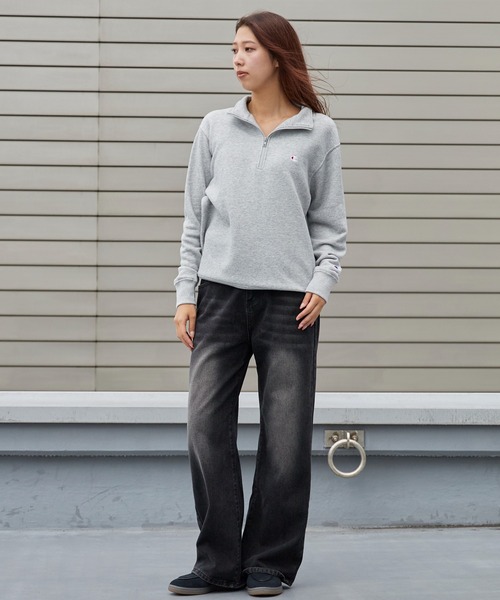 Champion(チャンピオン)の「Champion/チャンピオン HALF ZIP SWEATSHIRT ブランドロゴ USAコットン 裏毛仕様 ハーフジップスウェット トレーナー 2026秋冬 秋服(スウェット・メンズ・スカイブルー/ブラック/グレー/ダークネイビー/ライトグリーン・M/L/XL)」の16枚目の写真