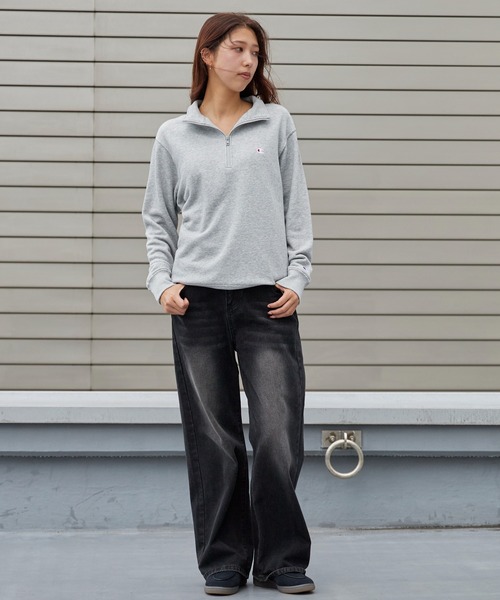 Champion(チャンピオン)の「Champion/チャンピオン HALF ZIP SWEATSHIRT ブランドロゴ USAコットン 裏毛仕様 ハーフジップスウェット トレーナー 2026秋冬 秋服(スウェット・メンズ・スカイブルー/ブラック/グレー/ダークネイビー/ライトグリーン・M/L/XL)」の14枚目の写真