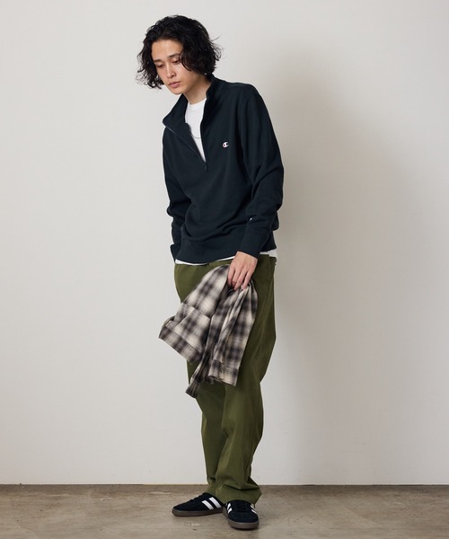 Champion(チャンピオン)の「Champion/チャンピオン HALF ZIP SWEATSHIRT ブランドロゴ USAコットン 裏毛仕様 ハーフジップスウェット トレーナー 2026秋冬 秋服(スウェット・メンズ・スカイブルー/ブラック/グレー/ダークネイビー/ライトグリーン・M/L/XL)」の22枚目の写真