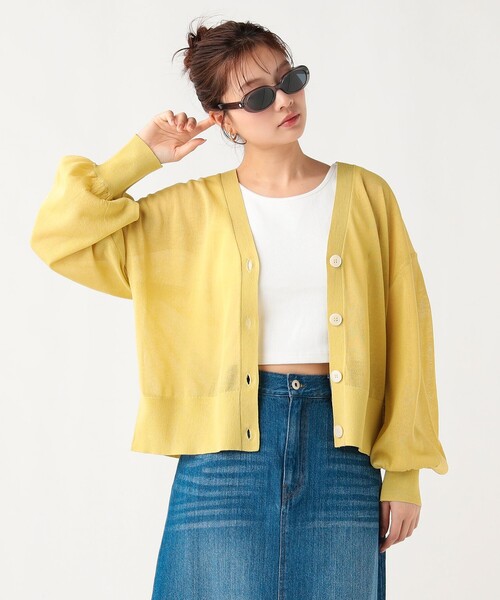 BEAMS HEART(ビームスハート)の「【7/16値下げ】シアー Vネック ニットカーディガン(ニット/セーター・レディース・イエロー/グリーン/ベージュ/ブラック・FREE)」の19枚目の写真