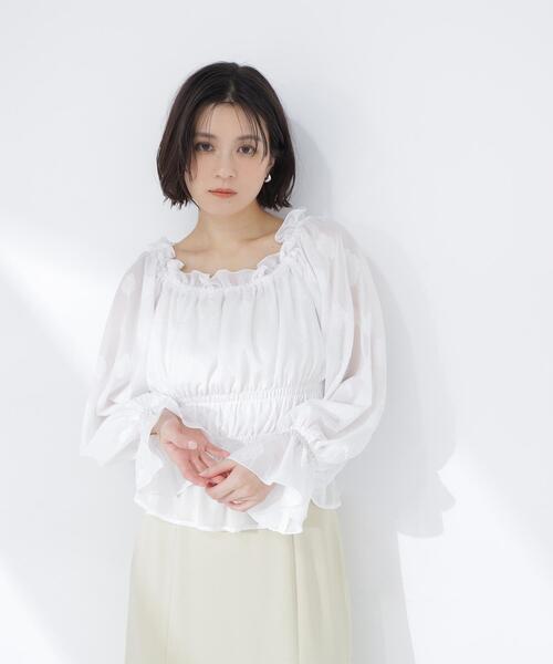 NATURAL BEAUTY BASIC(ナチュラルビューティーベーシック)の「◇フラワージャガードブラウス(シャツ/ブラウス・レディース・ピンク/ライトグリーン/オフホワイト・FREE)」の5枚目の写真