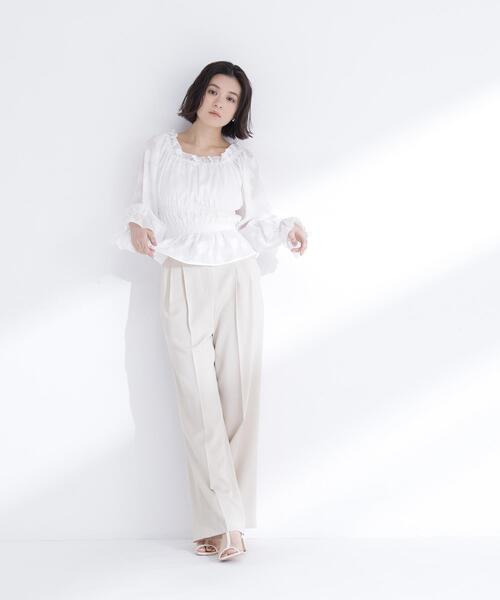 NATURAL BEAUTY BASIC(ナチュラルビューティーベーシック)の「◇フラワージャガードブラウス(シャツ/ブラウス・レディース・ピンク/ライトグリーン/オフホワイト・FREE)」の9枚目の写真