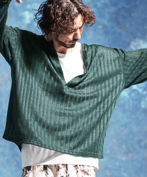 Jih Nunc(ジーヌンク)の「mlt5584-ディープVキーネックカットソー(JIH-R1179)(Tシャツ/カットソー・メンズ・ホワイト/ブラック/ダークグリーン・S/M/L)」の17枚目の写真