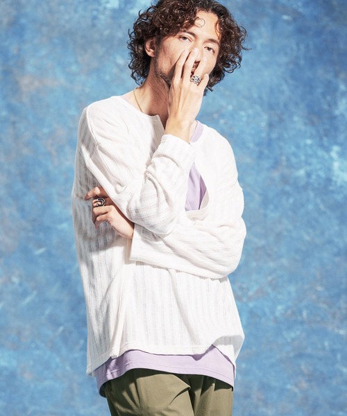 Jih Nunc(ジーヌンク)の「mlt5584-ディープVキーネックカットソー(JIH-R1179)(Tシャツ/カットソー・メンズ・ホワイト/ブラック/ダークグリーン・S/M/L)」の22枚目の写真