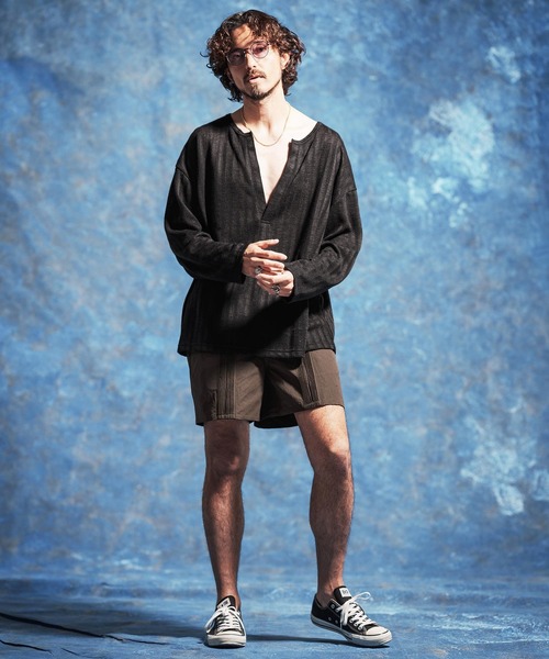 Jih Nunc(ジーヌンク)の「mlt5584-ディープVキーネックカットソー(JIH-R1179)(Tシャツ/カットソー・メンズ・ホワイト/ブラック/ダークグリーン・S/M/L)」の6枚目の写真