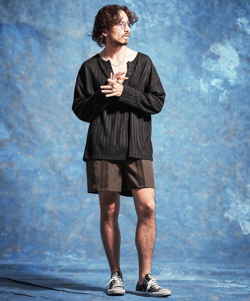 Jih Nunc(ジーヌンク)の「mlt5584-ディープVキーネックカットソー(JIH-R1179)(Tシャツ/カットソー・メンズ・ホワイト/ブラック/ダークグリーン・S/M/L)」の7枚目の写真