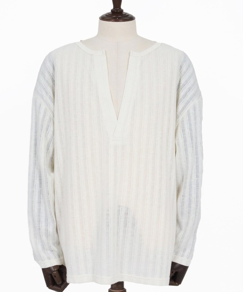 Jih Nunc(ジーヌンク)の「mlt5584-ディープVキーネックカットソー(JIH-R1179)(Tシャツ/カットソー・メンズ・ホワイト/ブラック/ダークグリーン・S/M/L)」の9枚目の写真