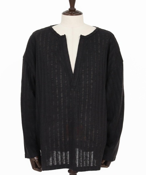 Jih Nunc(ジーヌンク)の「mlt5584-ディープVキーネックカットソー(JIH-R1179)(Tシャツ/カットソー・メンズ・ホワイト/ブラック/ダークグリーン・S/M/L)」の10枚目の写真