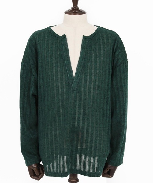 Jih Nunc(ジーヌンク)の「mlt5584-ディープVキーネックカットソー(JIH-R1179)(Tシャツ/カットソー・メンズ・ホワイト/ブラック/ダークグリーン・S/M/L)」の11枚目の写真