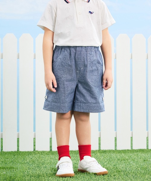 combimini(コンビミニ)の「ダンガリー2WAYショートパンツ(その他パンツ・キッズ・ブルー・80/90/100/110/120)」の1枚目の写真