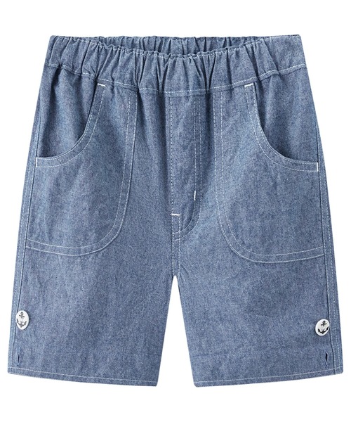 combimini(コンビミニ)の「ダンガリー2WAYショートパンツ(その他パンツ・キッズ・ブルー・80/90/100/110/120)」の2枚目の写真