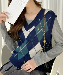 U.S. POLO ASSN. | 【Ada.別注 U.S. POLO ASSN】アーガイル ニット ベスト(ベスト)