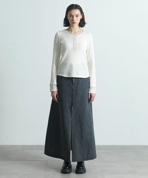 CITY TOKYO（シティトウキョウ）の「【CITY TOKYO/シティートウキョウ】ワッフルデザインカットソー（Tシャツ/カットソー・レディース・グレー/ピンク/ホワイト・FREE）」の8枚目の写真