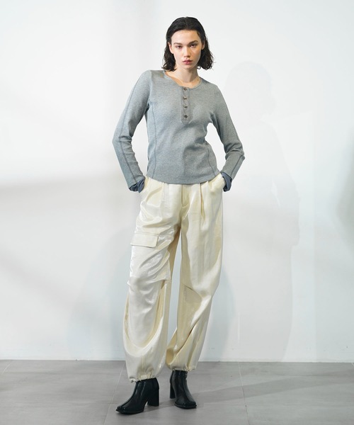 CITY TOKYO（シティトウキョウ）の「【CITY TOKYO/シティートウキョウ】ワッフルデザインカットソー（Tシャツ/カットソー・レディース・グレー/ピンク/ホワイト・FREE）」の11枚目の写真