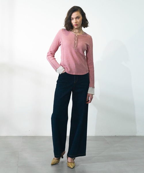 CITY TOKYO（シティトウキョウ）の「【CITY TOKYO/シティートウキョウ】ワッフルデザインカットソー（Tシャツ/カットソー・レディース・グレー/ピンク/ホワイト・FREE）」の16枚目の写真