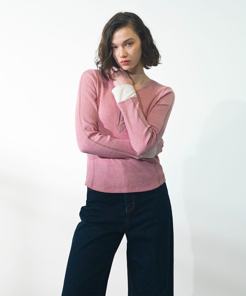 CITY TOKYO（シティトウキョウ）の「【CITY TOKYO/シティートウキョウ】ワッフルデザインカットソー（Tシャツ/カットソー・レディース・グレー/ピンク/ホワイト・FREE）」の17枚目の写真