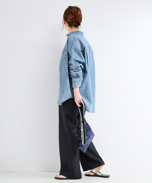 B.C STOCK（ベーセーストック）の「ウォッシャブル / デニムワーカーシャツ 2（シャツ/ブラウス・レディース・ブルー・FREE）」の15枚目の写真