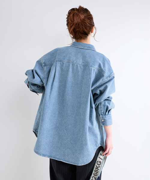 B.C STOCK（ベーセーストック）の「ウォッシャブル / デニムワーカーシャツ 2（シャツ/ブラウス・レディース・ブルー・FREE）」の20枚目の写真