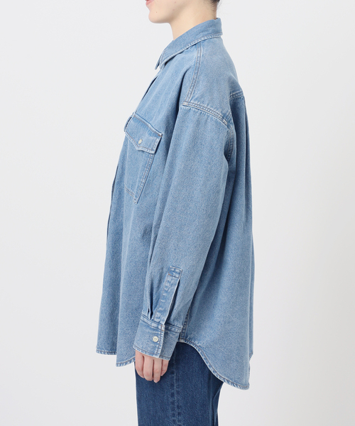 B.C STOCK（ベーセーストック）の「ウォッシャブル / デニムワーカーシャツ 2（シャツ/ブラウス・レディース・ブルー・FREE）」の3枚目の写真