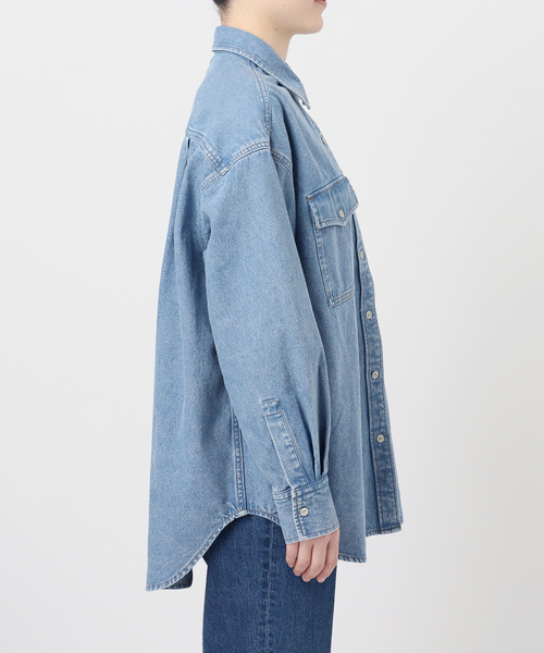 B.C STOCK（ベーセーストック）の「ウォッシャブル / デニムワーカーシャツ 2（シャツ/ブラウス・レディース・ブルー・FREE）」の5枚目の写真