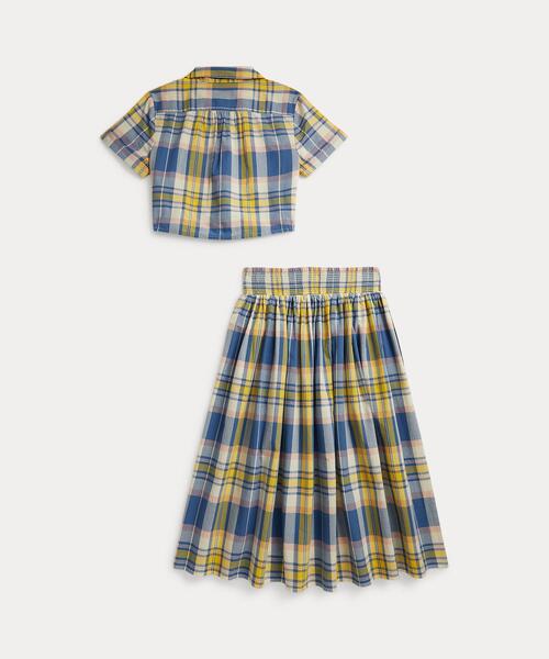 POLO RALPH LAUREN CHILDRENSWEAR（ポロ ラルフ ローレン チルドレンズウェア）の「チェック コットン タイフロント シャツ & スカート（その他トップス・キッズ・ブルー・14/7/10/16）」の5枚目の写真