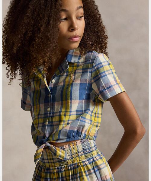 POLO RALPH LAUREN CHILDRENSWEAR（ポロ ラルフ ローレン チルドレンズウェア）の「チェック コットン タイフロント シャツ & スカート（その他トップス・キッズ・ブルー・14/7/10/16）」の3枚目の写真