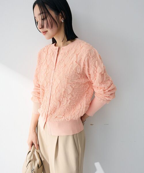 Green Parks(グリーンパークス)の「表面感ニットカーディガン(カーディガン/ボレロ・レディース・ピンク/ブラック/ホワイト系その他2・FREE)」の4枚目の写真