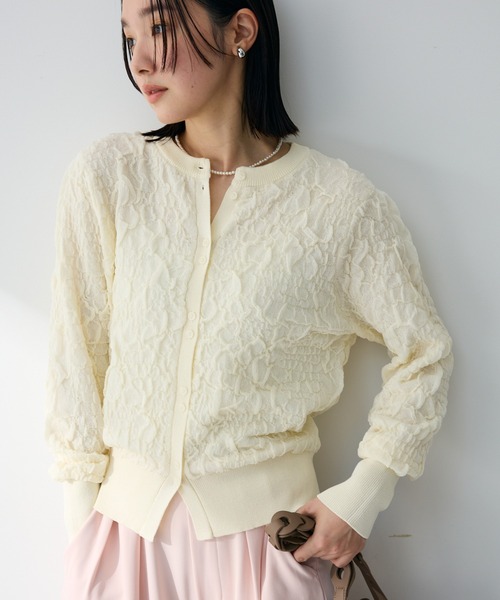 Green Parks(グリーンパークス)の「表面感ニットカーディガン(カーディガン/ボレロ・レディース・ピンク/ブラック/ホワイト系その他2・FREE)」の2枚目の写真