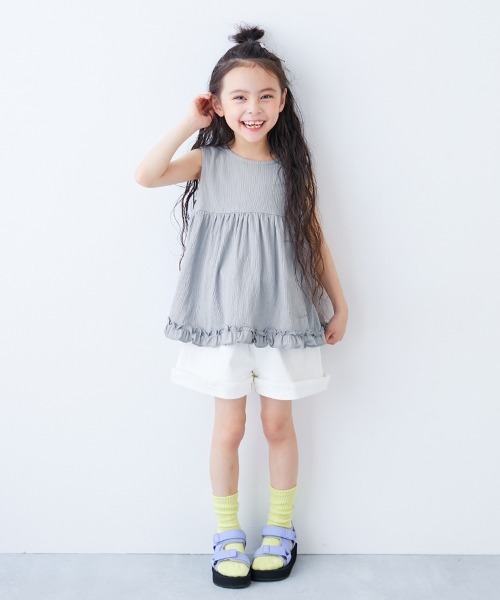 devirock（デビロック）の「着心地やわらか フリルデザイン セットアップ（セットアップ・キッズ・スミクロ/ブルー系/アイボリー・120cm/130cm/140cm/110cm/100cm）」の6枚目の写真