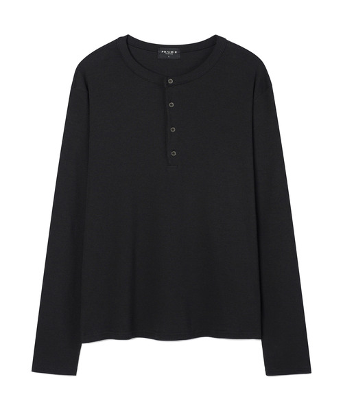 PRAIRIE(KR)(プレーリー)の「ヘンリーネックゴルジロングスリーブ(ブラック)(Tシャツ/カットソー・メンズ・ブラック・MEDIUM/LARGE)」の1枚目の写真