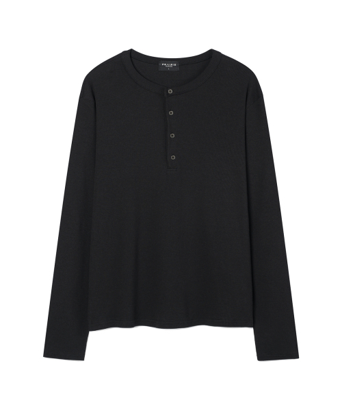 PRAIRIE(KR)(プレーリー)の「ヘンリーネックゴルジロングスリーブ(ブラック)(Tシャツ/カットソー・メンズ・ブラック・MEDIUM/LARGE)」の4枚目の写真