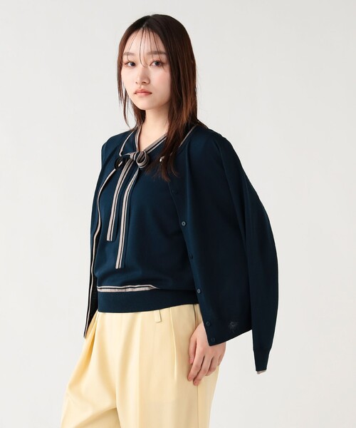 BEAMS HEART(ビームスハート)の「配色 2WAYカーディガン(カーディガン/ボレロ・レディース・オフホワイト/ネイビー/ベージュ・ONE SIZE)」の9枚目の写真