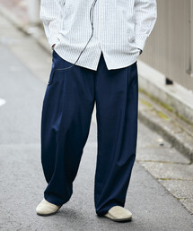 <UVカット・接触冷感・吸水速乾> AiRide/エアライド ワイドシルエット ポケッタブル タックスラックス パンツ/限定展開
