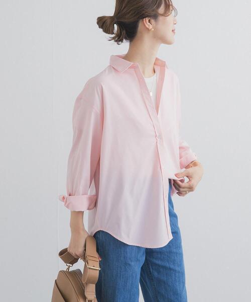 URBAN RESEARCH DOORS（アーバンリサーチドアーズ）の「『UR TECH』レギュラーカラーオーバーシャツ（シャツ/ブラウス・レディース・ピンク/ライトブルー・FREE）」の3枚目の写真