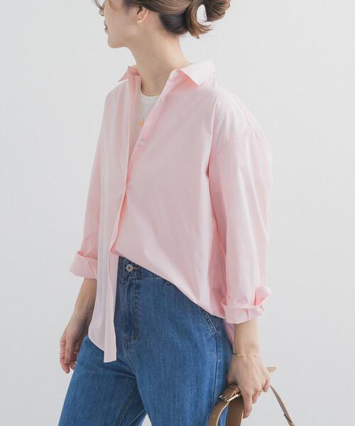 URBAN RESEARCH DOORS（アーバンリサーチドアーズ）の「『UR TECH』レギュラーカラーオーバーシャツ（シャツ/ブラウス・レディース・ピンク/ライトブルー・FREE）」の7枚目の写真