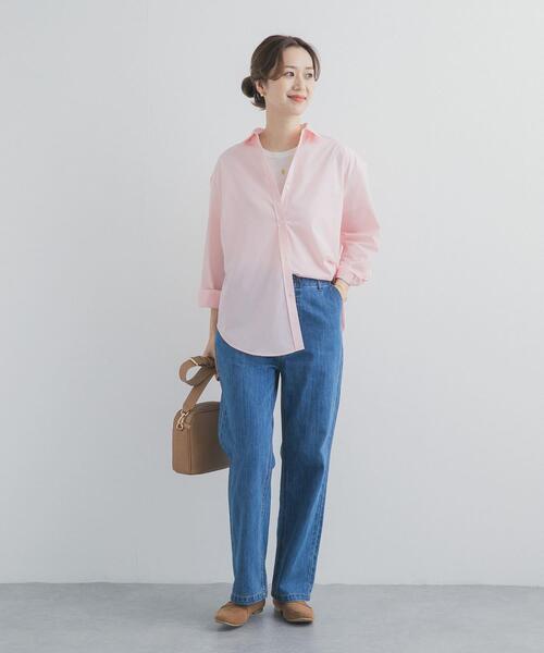 URBAN RESEARCH DOORS（アーバンリサーチドアーズ）の「『UR TECH』レギュラーカラーオーバーシャツ（シャツ/ブラウス・レディース・ピンク/ライトブルー・FREE）」の9枚目の写真