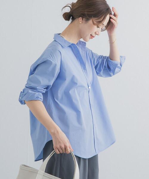 URBAN RESEARCH DOORS（アーバンリサーチドアーズ）の「『UR TECH』レギュラーカラーオーバーシャツ（シャツ/ブラウス・レディース・ピンク/ライトブルー・FREE）」の13枚目の写真