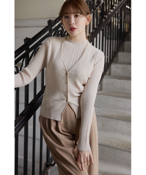 Her lip to(ハーリップトゥー)の「Random Rib Knit Ensemble(アンサンブル・レディース・ベージュ系/ダークブラウン系・M/S)」の4枚目の写真