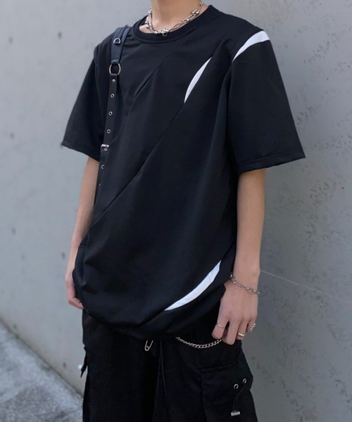 lilful(リルフル)の「【26年春夏新作】メッシュ切替ギミックTシャツ(Tシャツ/カットソー・メンズ・ブラック/ホワイト・M/L)」の3枚目の写真