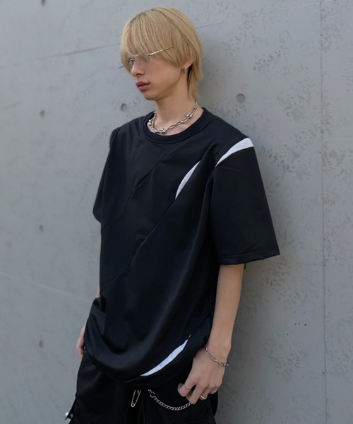 lilful(リルフル)の「【26年春夏新作】メッシュ切替ギミックTシャツ(Tシャツ/カットソー・メンズ・ブラック/ホワイト・M/L)」の6枚目の写真
