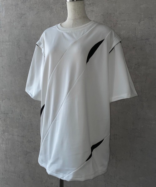 lilful(リルフル)の「【26年春夏新作】メッシュ切替ギミックTシャツ(Tシャツ/カットソー・メンズ・ブラック/ホワイト・M/L)」の16枚目の写真