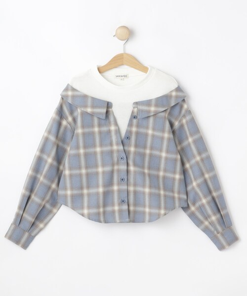 SHOO・LA・RUE（シューラルー）の「【130-150cm】チェックシャツドッキングトップス（Tシャツ/カットソー・キッズ・ブラック系1/ブルー系6・13/14/15 ）」の2枚目の写真