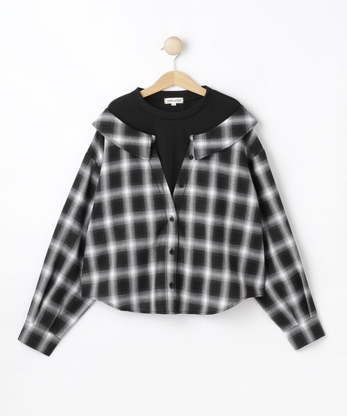 SHOO・LA・RUE（シューラルー）の「【130-150cm】チェックシャツドッキングトップス（Tシャツ/カットソー・キッズ・ブラック系1/ブルー系6・13/14/15 ）」の3枚目の写真