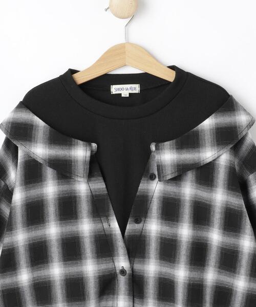 SHOO・LA・RUE（シューラルー）の「【130-150cm】チェックシャツドッキングトップス（Tシャツ/カットソー・キッズ・ブラック系1/ブルー系6・13/14/15 ）」の5枚目の写真