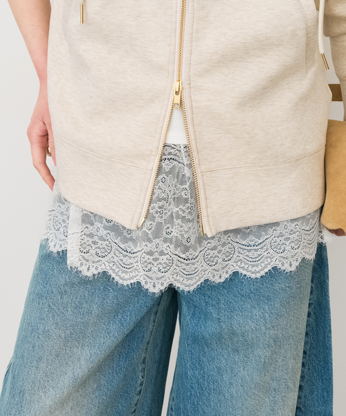 Spick & Span(スピックアンドスパン)の「レースドッキングレイヤードプルオーバー(Tシャツ/カットソー・レディース・ホワイト/ブラックミックス・FREE)」の12枚目の写真