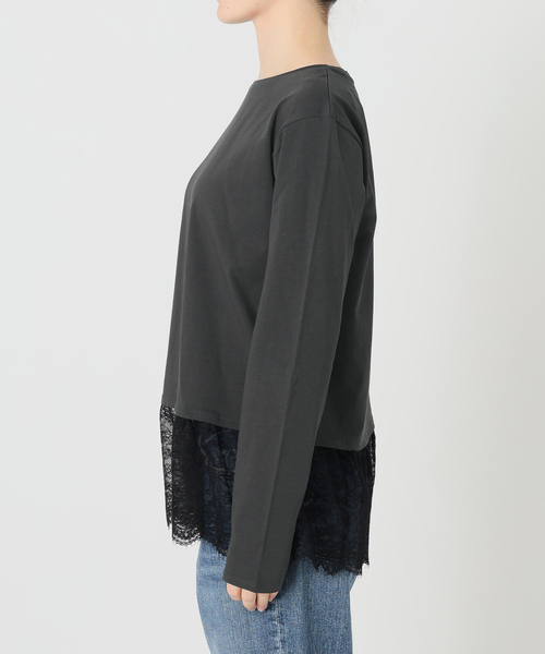 Spick & Span(スピックアンドスパン)の「レースドッキングレイヤードプルオーバー(Tシャツ/カットソー・レディース・ホワイト/ブラックミックス・FREE)」の16枚目の写真