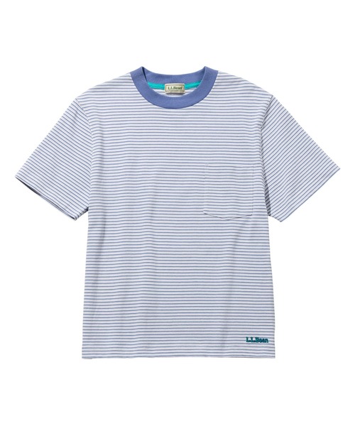 L.L.Bean（エルエルビーン）の「【JAPAN EDITION】ユニオン・ショートスリーブ・ストライプ・ティ（Tシャツ/カットソー・レディース・グレー系その他/ホワイト×グリーン/ホワイト系その他/ブルー系その他・MEDIUM）」の4枚目の写真