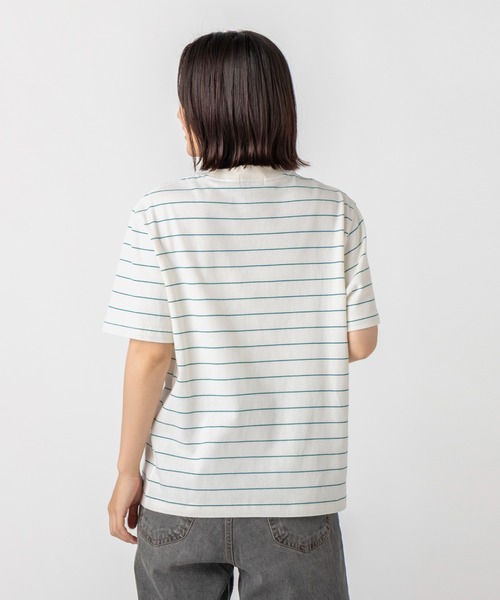 L.L.Bean（エルエルビーン）の「【JAPAN EDITION】ユニオン・ショートスリーブ・ストライプ・ティ（Tシャツ/カットソー・レディース・グレー系その他/ホワイト×グリーン/ホワイト系その他/ブルー系その他・MEDIUM）」の6枚目の写真