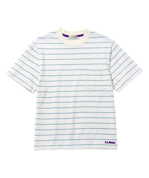 L.L.Bean（エルエルビーン）の「【JAPAN EDITION】ユニオン・ショートスリーブ・ストライプ・ティ（Tシャツ/カットソー・レディース・グレー系その他/ホワイト×グリーン/ホワイト系その他/ブルー系その他・MEDIUM）」の7枚目の写真